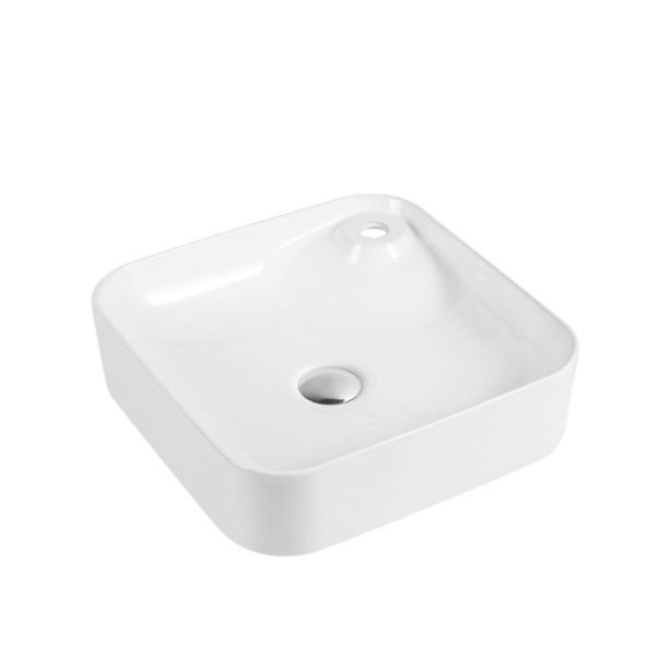 Premium White Square Countertop Basin 430*430*120mm – Ceramic-T-15