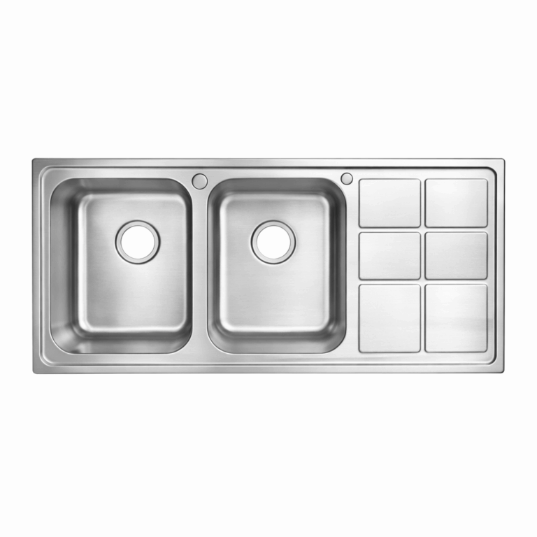 Premium Double Bowl Kitchen Sink 1160x500mm Stainless Steel Js894