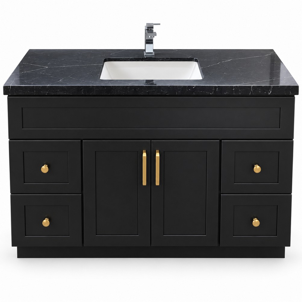 Freestanding Vanity 1200mm Black (Solid Wood) – front product view