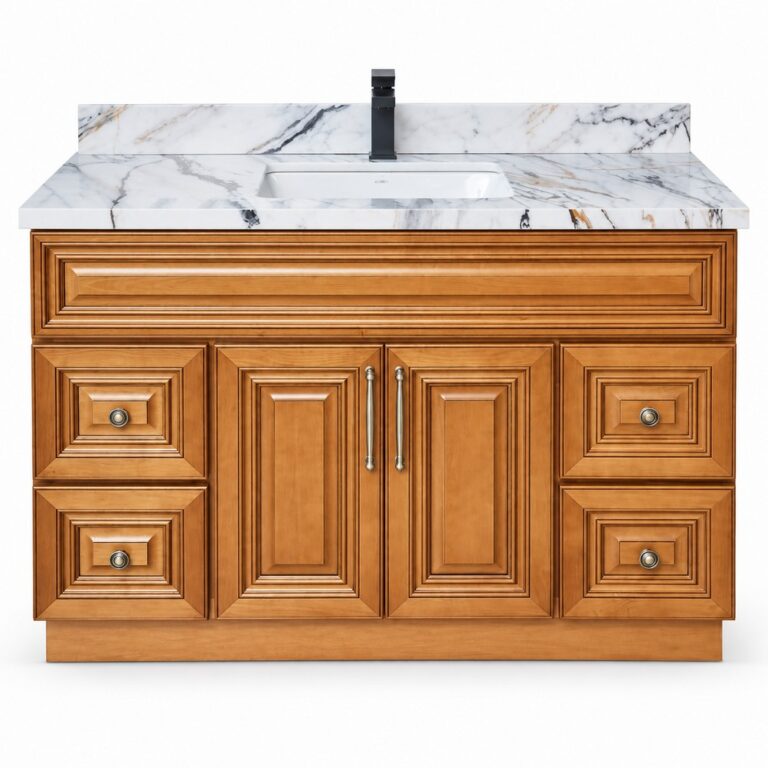 Classic Oak Freestanding Vanity 1200mm – Solid Wood – front view