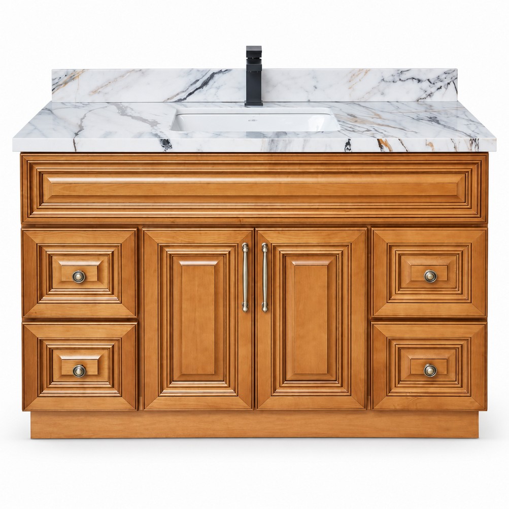 Classic Oak Freestanding Vanity 1200mm – Solid Wood – front view