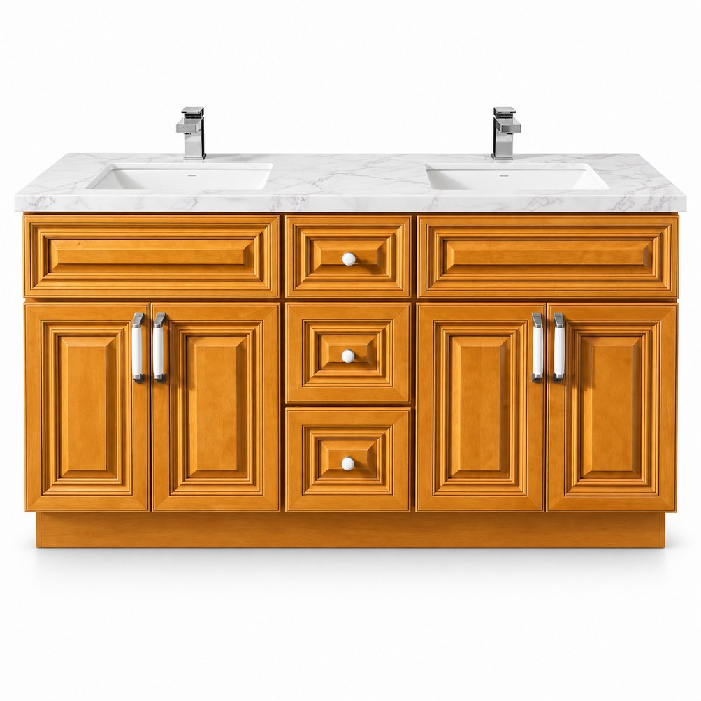 Classic Oak Freestanding Vanity 1500mm – Solid Wood – front view