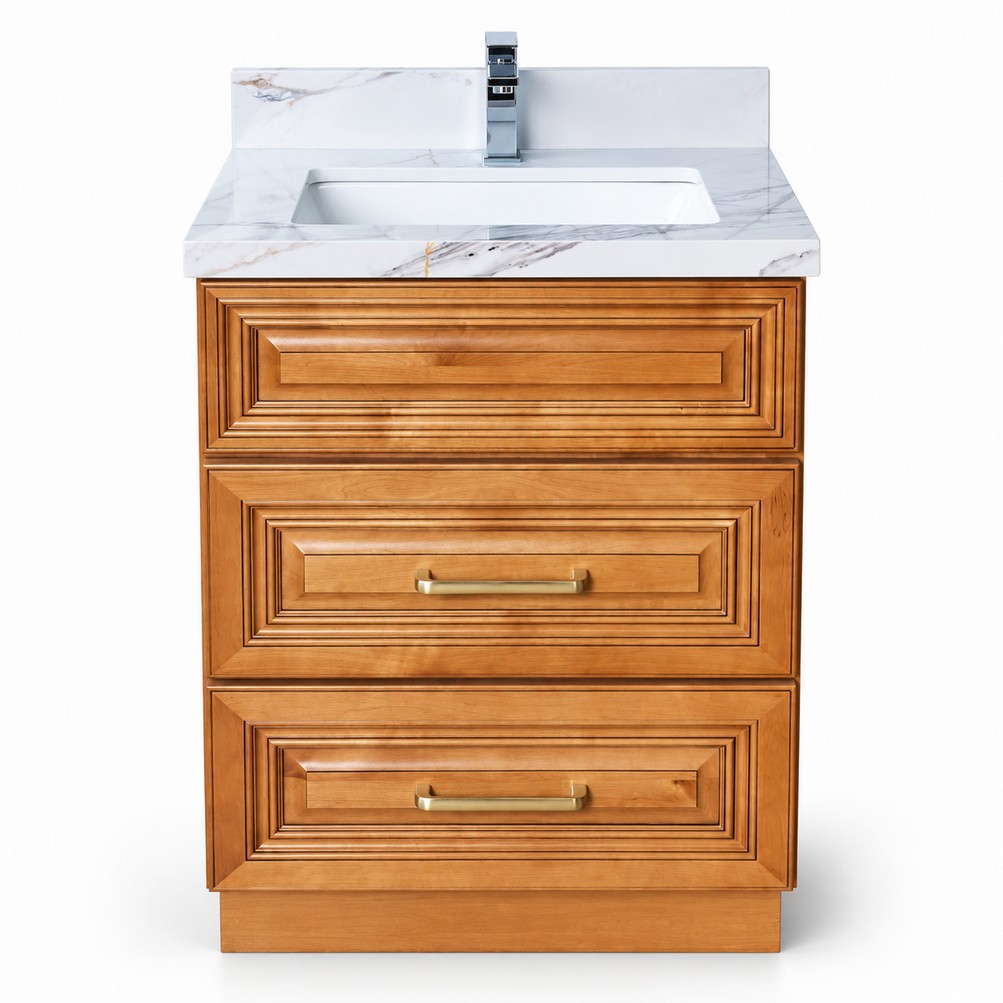Classic Oak Freestanding Vanity 600mm with Drawers – front product view