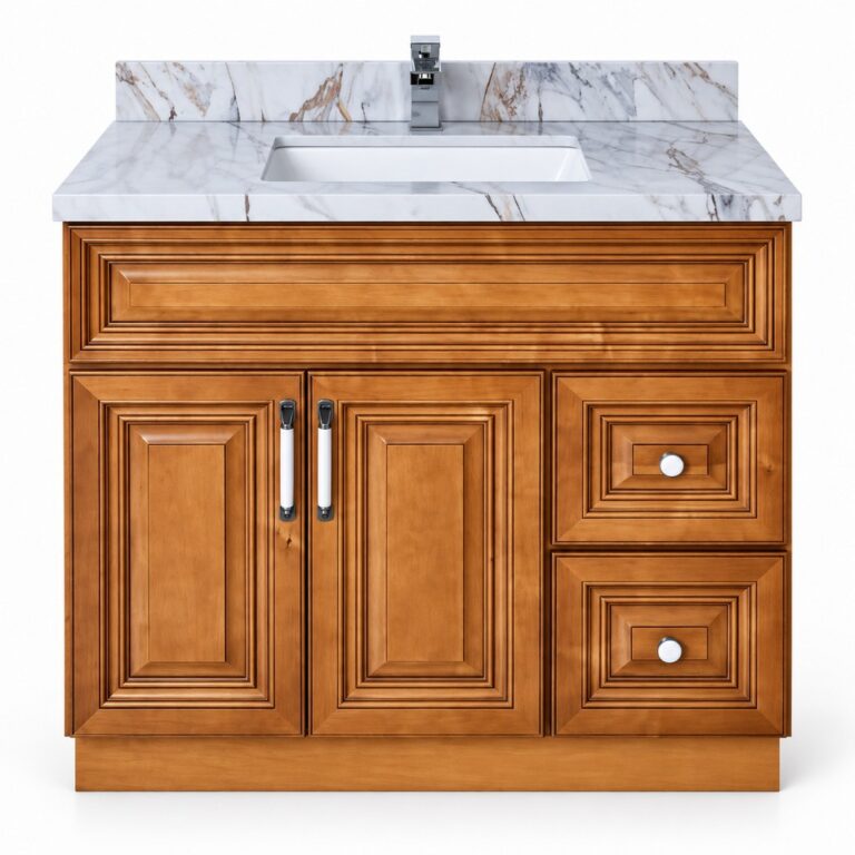 Classic Oak Freestanding Vanity 900mm – Solid Wood – front product view