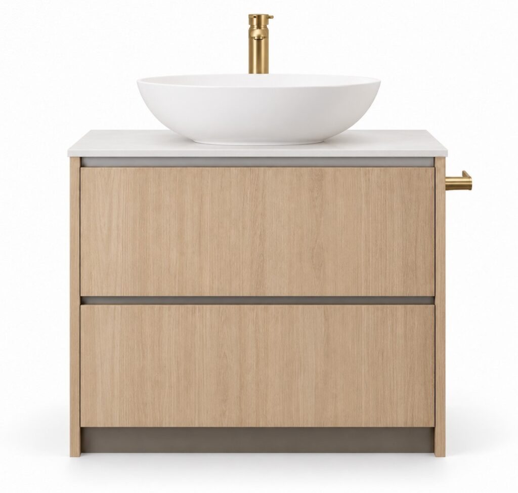 Custom Modern Woodgrain Vanity Start from $500 – front view