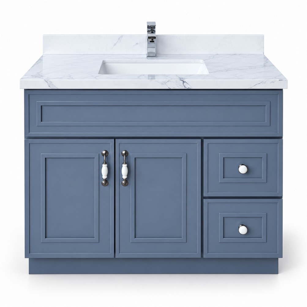 Dark Grey Freestanding Vanity 1000mm – Solid Wood – front product view