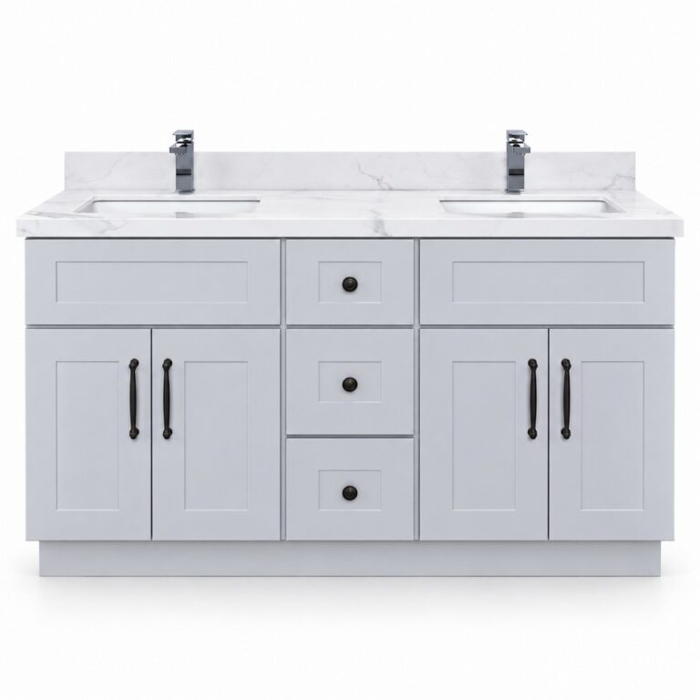 Premium Light Grey Freestanding Vanity 1500mm – Solid Wood – front view