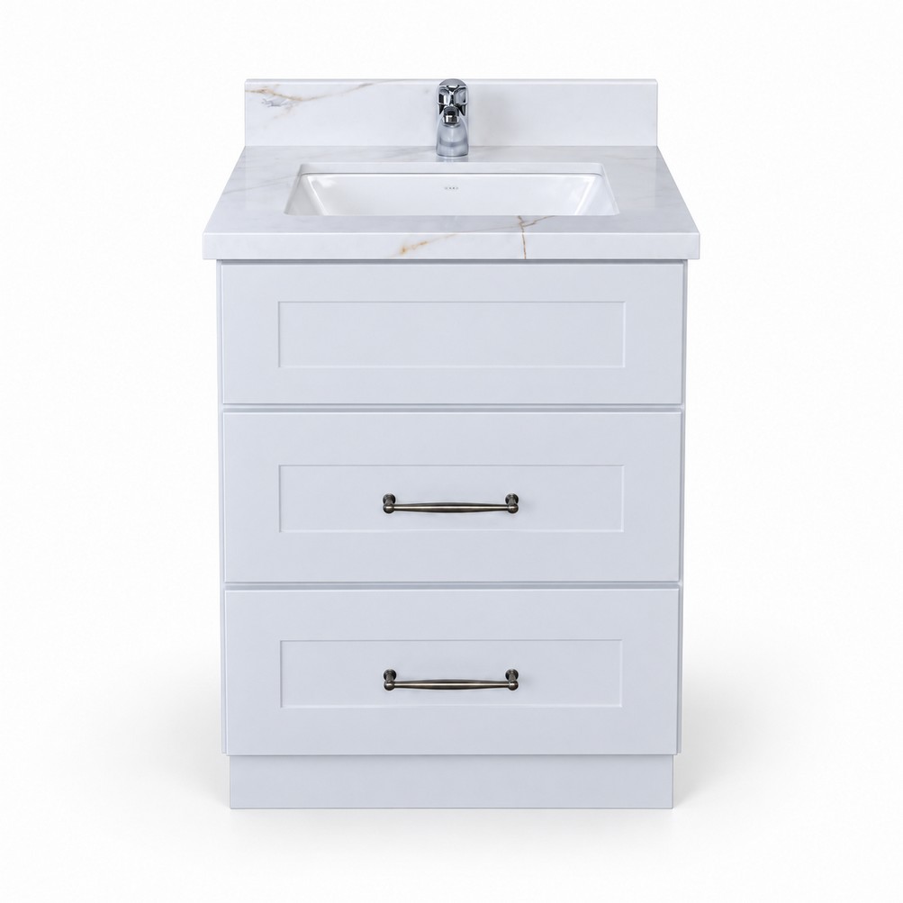 Light Grey Freestanding Vanity 600mm with Drawers – front product view