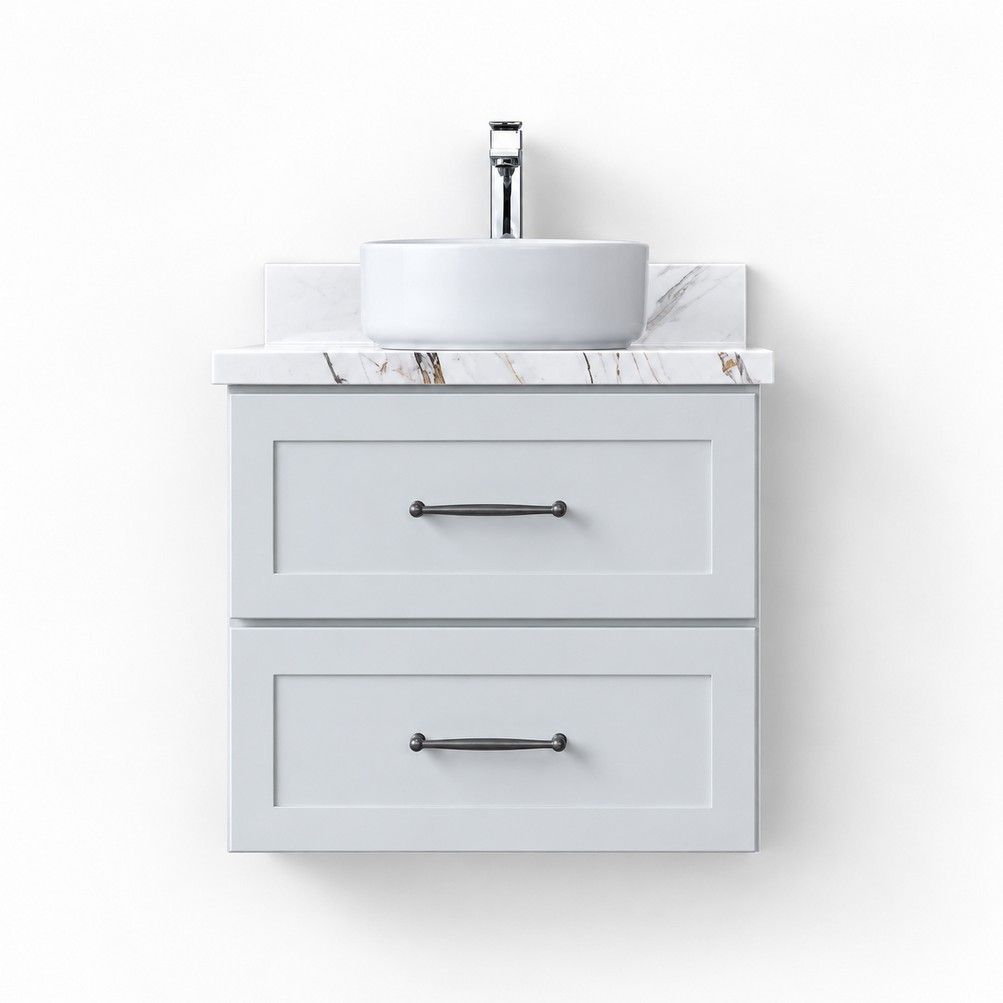Light Grey Wall Hung Vanity 600mm – front product view