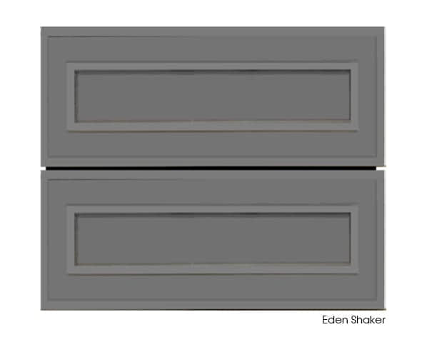 Grey vanity cabinet with two drawers, Eden Shaker style.