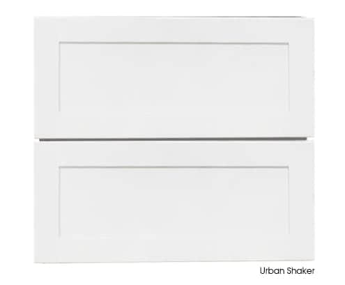 White 600mm Urban Shaker vanity with two drawers.