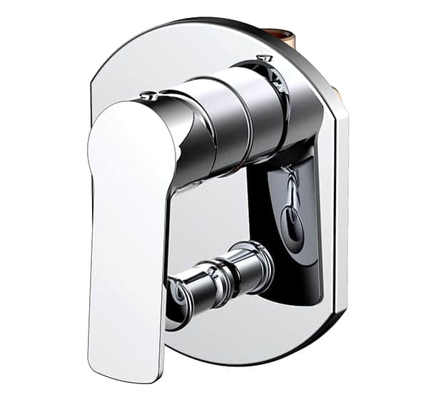 Chrome shower mixer with modern design and sleek finish.