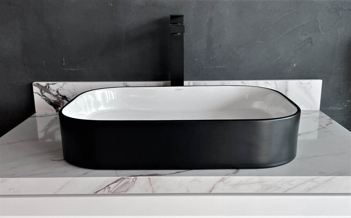 square washing basin bowl with black surface 750mm x 380mm x 110mm 176c mb