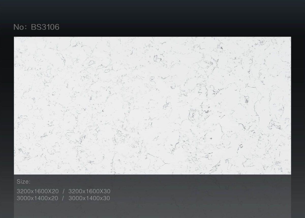 White marble countertop with subtle gray veining, model BS3106.