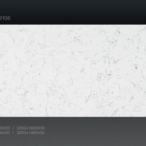 White marble countertop with subtle gray veining, model BS3106.