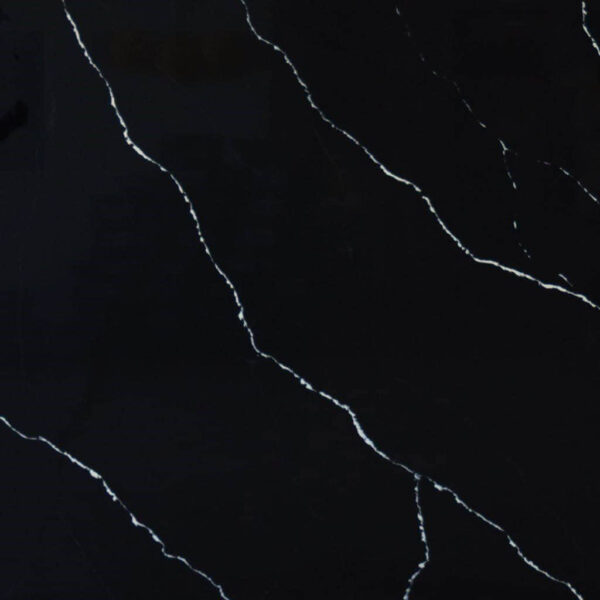 Engineered Stone H2806 Nero Marquina with white veining.
