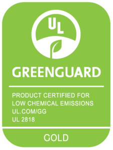 Greenguard certification logo for low chemical emissions.