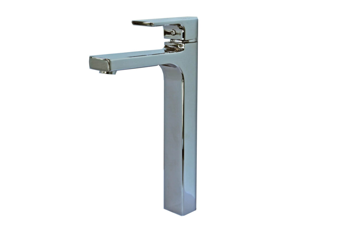 JT01050 Tall chrome kitchen faucet with modern design.